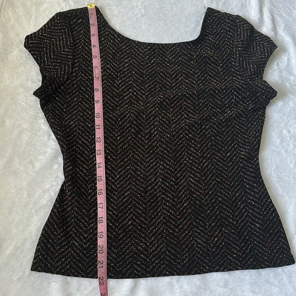 Vintage Women’s Retro Glam Feminine Going Out Peplum Metallic Knit Blouse Top 12 - Picture 5 of 6